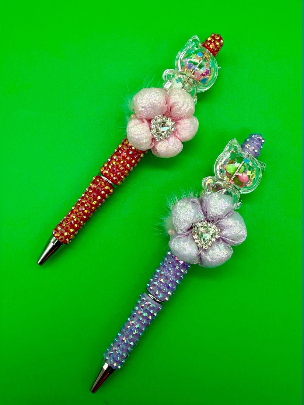 Cute Flower Gem Kids Pen – Pink and Purple